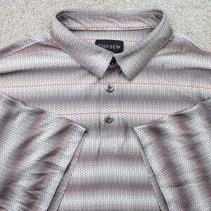 Chase 54 Polo Shirt Mens 2XL XXL Gray/Orange Geometric Golf Stretch Short Sleev